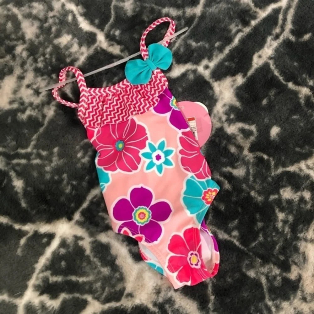 NWT infant baby girl 1pc floral swimsuit